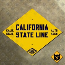 California state line CSAA highway road sign 1915 auto club AAA diamond 29x22 picture