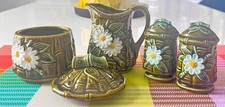 VTG Flambro Ceramic Sugar Dish Lid Creamer Salt & Pepper Shakers 1960's Japan picture