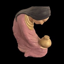 Vtg Clay Pottery Native American Woman Holding Pottery Vase Signed picture