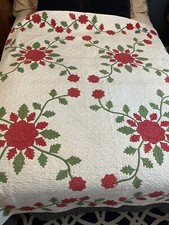 Antique Quilt Appliqué Floral Whig Rose Handstitched Heirloom picture