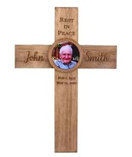 New Designer Photo Memorial Cross Personalized for Your Loved One Handmade Gift picture