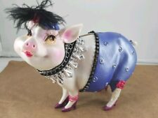Pig Invasion Pink Pig Collectible Coin Bank Bejeweled, Eyelashes & All 7