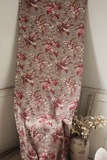Antique French fabric c1880 printed cotton floral furnishing material gray & red picture