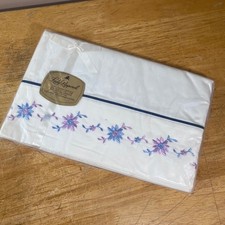 Lady Pepperell Flat Sheet Twin White Vtg Embroidered Floral Cotton Percale picture