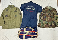 USAF Thunderbirds Crew Chief 1985 Uniform Suit Bag & M-65 Flight Jacket Lot Med picture