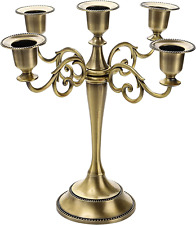 YOUEON 5 Arm Candelabra 10.4 Inch Antique Bronze Candle Holder Candlestick picture