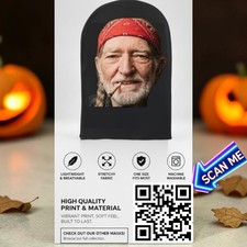 RARE Willie Nelson Novelty Face Mesh MASK COSTUME Smoking Weed Joint Red Bandana picture