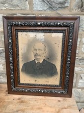 Antique C. 1900 Picture Frame Carved Wood Ornate  Black & White Photograph 26X30 picture