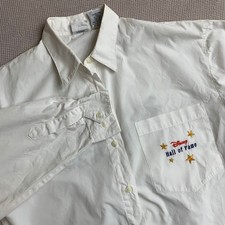 Vintage Disney Store Hall of Fame Embroidered White Button Up Shirt Medium picture