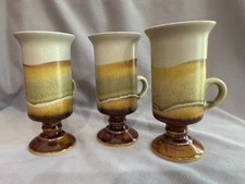 Three 1970’s Stoneware Pedestal Irish Coffee Cups, Made in Japan picture