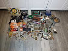 HUGE Vintage Junk Drawer Lot Toys Knives Pens Advertising Antiques picture