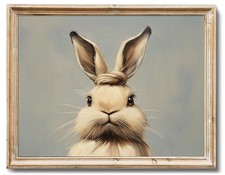 RETRART Vintage Easter Bunny Wall Art Antique Rabbit Print, Muted Spring Decor, picture