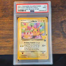 Pokémon 2021 Celebrations Birthday Pikachu #24 Holo Classic Black Star PSA 9 picture