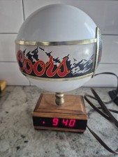 Coors Beer Lighted Globe Digital Clock Bar Advertising Sign Working Vintage picture