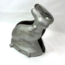 Vtg 60s Easter Bunny Cast Aluminum Mold Pound Cake Recipe Chocolate Candy Rabbit picture