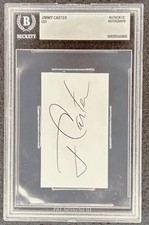 President Jimmy Carter signed cut signature autograph BAS certified BGS slabbed picture