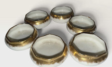Antique Willets American Belleek Set 6 Open Salts Gold Gilt Trenton NJ c1890 picture