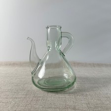 Vintage Green Glass Long Spout Cruet | Hand Blown Pitcher | Sculptural Glass picture
