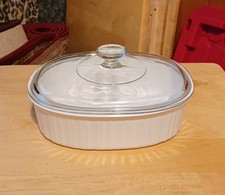 Vintage CORNINGWARE French White 1.8 Liter F-12-B Casserole Dish w. PYREX Lid picture