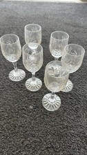 Vintage Bohemia Lead Crystal-Crystalex Monica Pinwheel Small Wine / Sherry 6 Pc picture