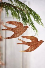 Gilded Bird Ornaments Swallows Golden Anthropologie Terrain Birds 11