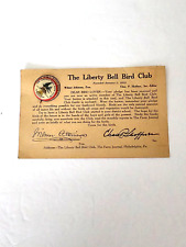 Vintage The Liberty Bell Bird Club Farm Journal Philadelphia Pin Membership Card picture