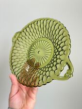 Indiana Glass Avocado Green Honeycomb Candy Nut Bowl Relish Dish Vintage picture