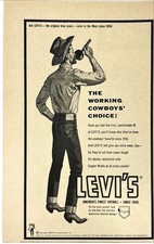 Levi's America's First Overall, The Working Cowboys Choice Vintage Print Ad 1959 picture