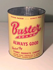 Vintage Buster Brand Salted Peanuts Lg Advertising Tin Country Store $9 picture