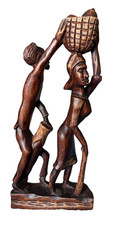 Vintage Haitian Folk Art Wood Carvings Lot of 3 Signed Samuel Senatus Drummer Pa picture