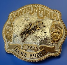 Rare 1995 Commemorative Santa Maria Elks Rodeo Belt Buckle, New, by Gary Gist picture