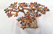 VTG Stamped SWOBODA Bonsai Tree 5 Gemstone/Crystal Colors Gold Plated 6.5 