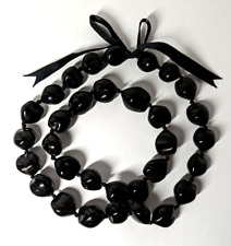 Hawaiian Glossy, Black Kukui Nut Lei Necklace  38