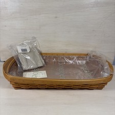 Longaberger 2002 LRG Serving Tray Basket, New Hard Protector, Oatmeal Liner NIP picture