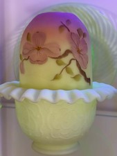 Vintage Fenton Burmese Dogwood Satin Fairy Lamp Marriage READ picture