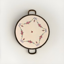 Vintage Earthenware Serving Platter Floral and Bow pattern picture