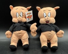 Vintage Porky Pig Ace Novelty Co 1995 Looney Tunes 9” Plush Lot of 2 picture