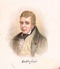 Walter Scott Portrait Print Hand Colored Engraving 19th Century Author picture