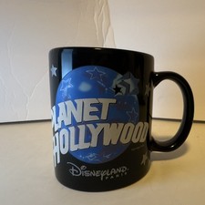 Vintage 90s Planet Hollywood Disneyland Paris Black Coffee Mug Retro Disney RARE picture