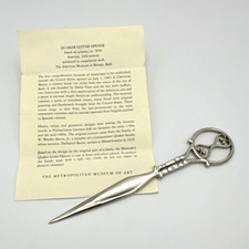 Metropolitan Museum of Art Quaker Letter Opener Paper Knife Silver Plated Brass picture