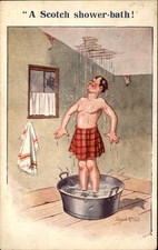 Scotch shower-bath cartoon Humor Scotch Comics c1910s Vintage Postcard picture