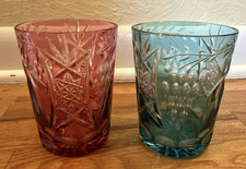 2 Vintage Cut to Clear Crystal Double Old Fashioned Tumblers 4