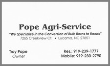 Pope Agri-Service Troy Pope Lucama NC Vintage Business Card picture