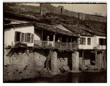 Montenegro, Podgorica, House by the river Original vintage print.  print d&# picture