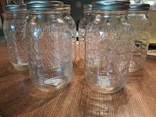 Longaberger Mason Canning Jars W/Lids Blue Ribbon Collection Quart Set Of 6 picture