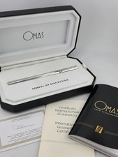 Rare OMAS 502 Sterling Silver 925 Faceted Ballpoint Pen Box & Papers Italy. 48g. picture