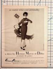 1958 Herman Marcus Dallas Dress Ad Vintage Fashion Print Ephemera Texas picture