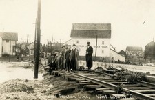 1913 Train Tracks Flood Mad River West Liberty OH Ohio RPPC Photo Postcard COPY picture