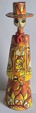 1960 Signed Abelardo Ruiz Mexican Paper Mache Woman Hat Big Eyes 13.5” Vtg picture
