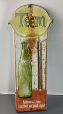 Vintage TEEM Soda Advertising Tin Embossed Wall Thermometer 28
